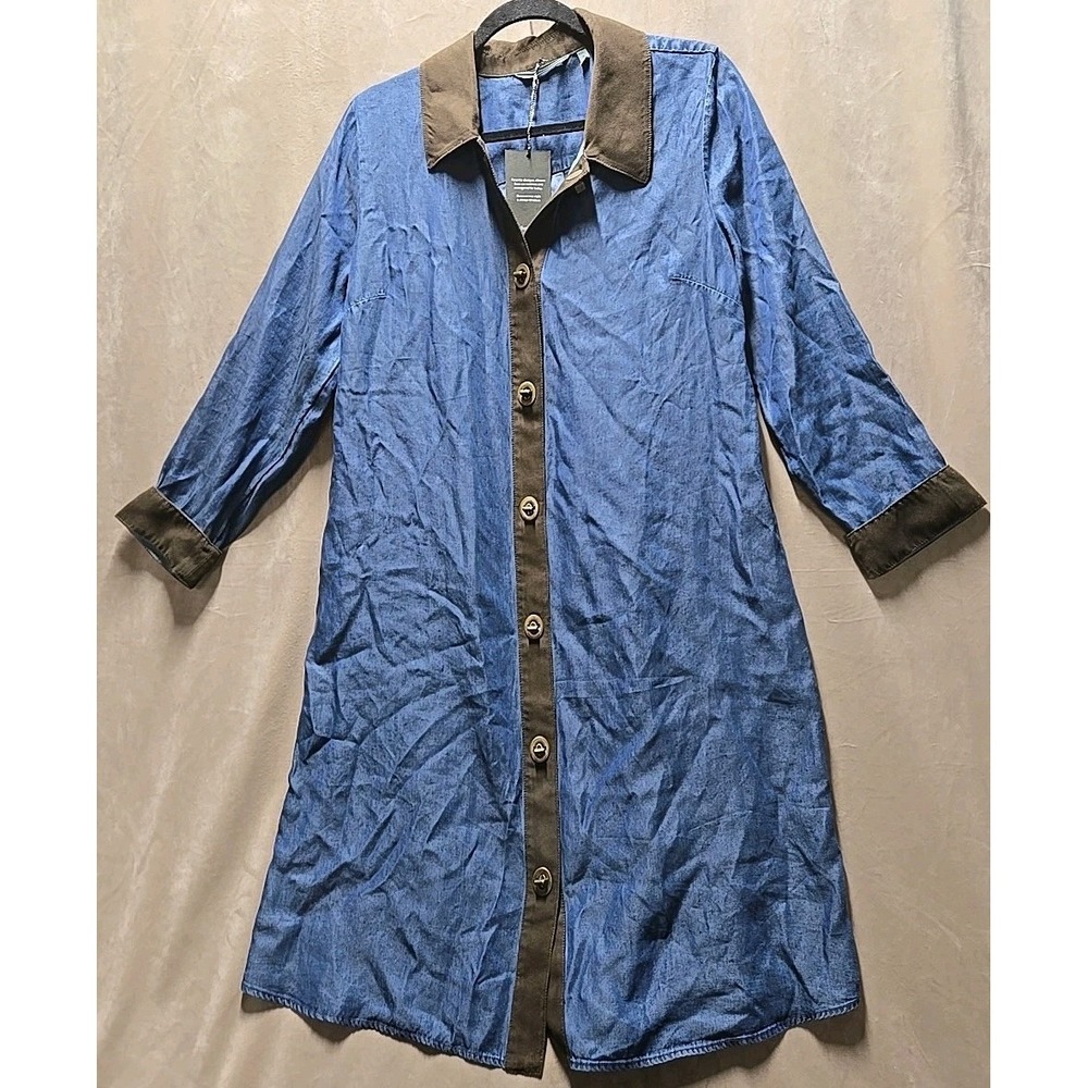 NWT Soft Surroundings Icon Urbina Dress Denim Blue Chambray Tencel Sz M 10/12